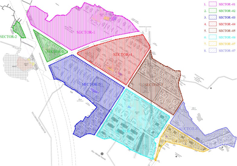 Mohan road yojna also called anant nagar yojna sector wise area distribution