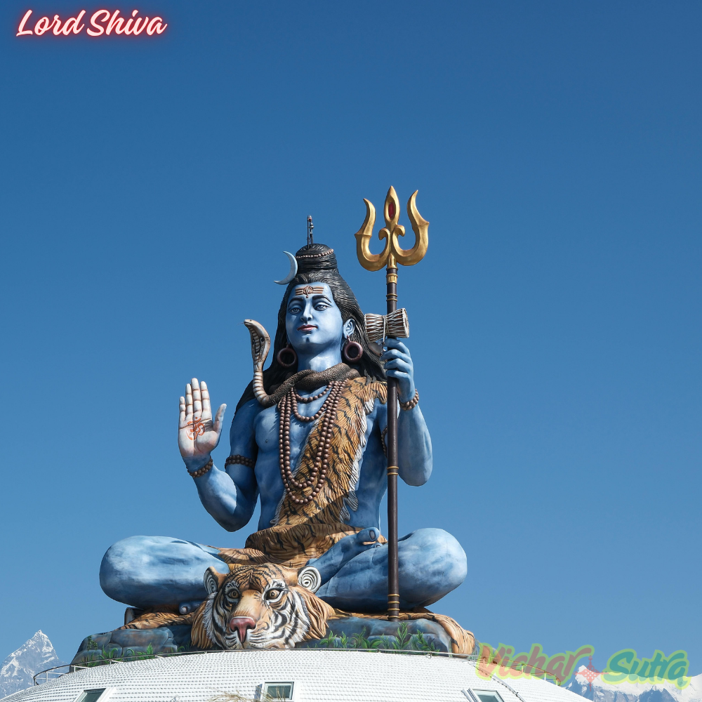 Lord Shiva meditating with Trishul and Damru during Sawan 2025 – Divine Trirajyog blessings