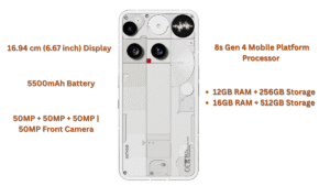 Front and back view of Nothing Phone 3 showing transparent design and dual camera